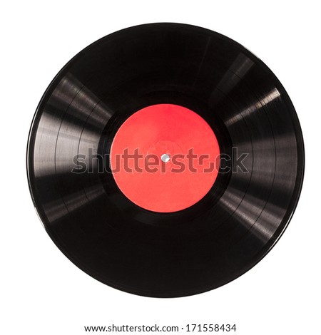 Black vinyl record isolated on white background Royalty-Free Stock Photo #171558434
