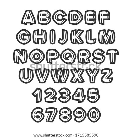 Comics alphabet and number set. Use for design. 
