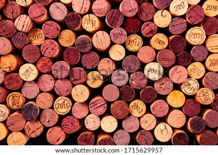 Wine corks background, shot from the top Royalty-Free Stock Photo #1715629957