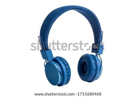 Blue headphone isolated on white background Royalty-Free Stock Photo #1715680468
