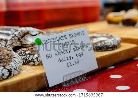 Gluten Free chocolate brownie cookies for sale at a food market