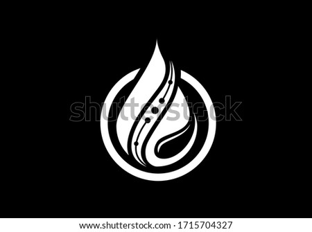 Fire flame icon in a shape of drop. Oil and gas industry logo design concept.
