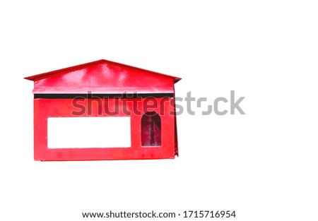 Red mailbox on a white background