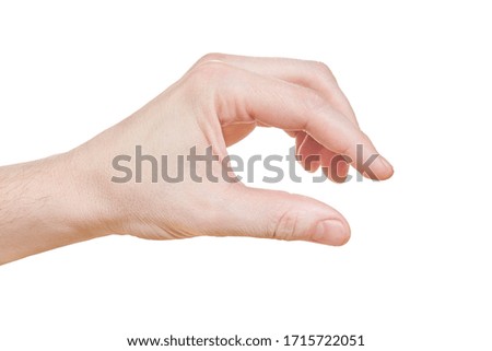 Hand to hold something, isolated on white Close up