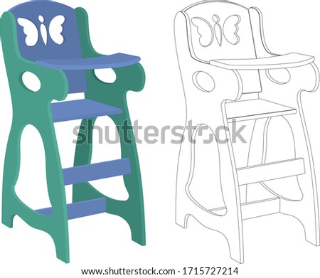 The Baby Chair Vector Illustration. The Chair For Baby. Clip Art Isolated On White Background. The Baby Chair Coloring Page