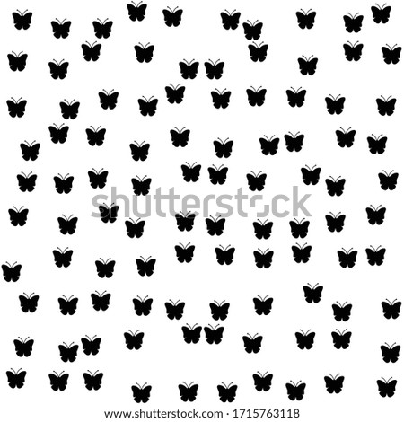 Square background pattern from geometric shapes. The pattern is random filled with big  black butterfly symbols. Vector illustration on white background