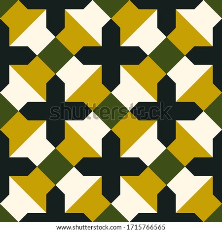 Crosses, checks, figures seamless pattern. Folk background. Geometric wallpaper. Tribal motif. Geometric ornament. Ancient mosaic. Cross, square shapes. Ethnical textile print, abstract. Ethnic vector