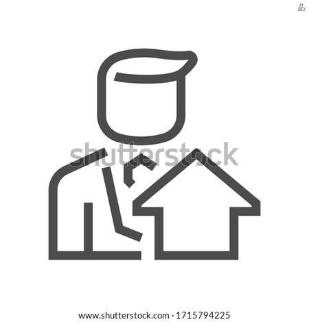 Housing estate and agent or realtors vector icon. Include home or house building. That people is specialize in real estate, property, law i.e. development, owned, sale, rent, buy, investment. 48x48 px