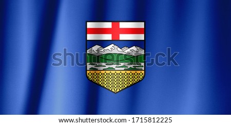 Realistic flag of Alberta on the wavy surface of fabric