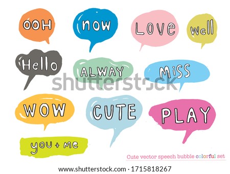 Hand drawn set of Colorful speech bubbles with dialog words,Vector bubbles speech doodle set