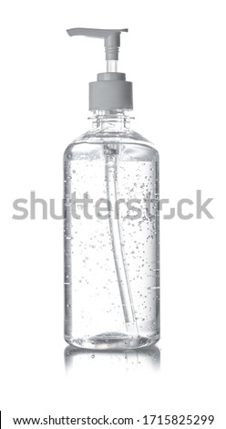 Bottle of hand sanitizer, antimicrobial liquid gel isolated on white background Royalty-Free Stock Photo #1715825299