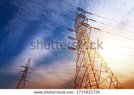 High voltage post or High voltage tower Royalty-Free Stock Photo #1715825734