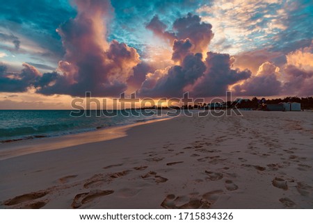 sunset at the Caribbean island of Anguilla Royalty-Free Stock Photo #1715834326