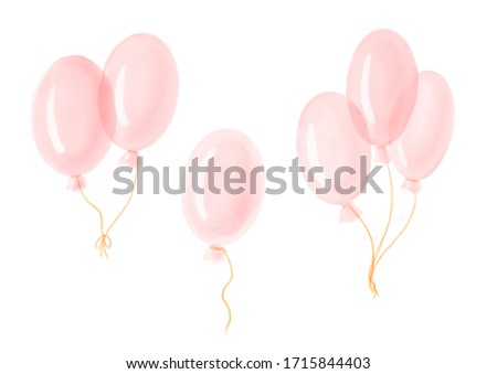 Pink balloons set, isolated on white