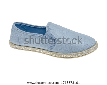 Casual sport blue shoes for men, women and children isolated on white background