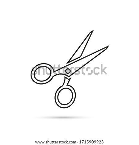 Vector scissors icon on white background. Linear style design icon