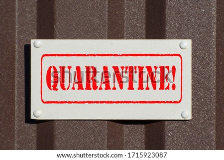 Quarantine. The sign hangs on an iron gate. In conditions the coronavirus pandemic, sports facilities, such as stadiums, pools, parks and others, are closed.