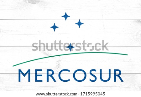July 16, 2019, Brazil. In this photo illustration the Mercosur soon appears on a flag.