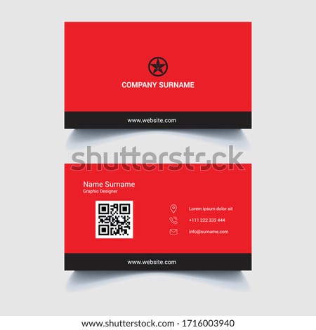 Creative modern black & red color business card template design.