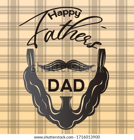 Happy father day poster with a silhouette of a beard - Vector illustration
