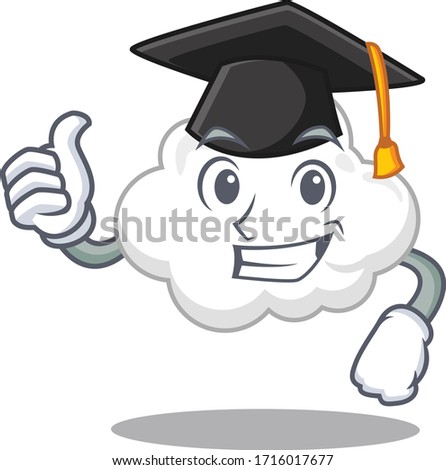Happy face of white cloud in black graduation hat for the ceremony