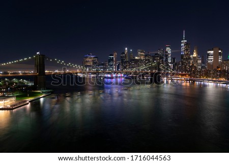 Illuminated Manhattan city view at night 