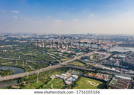 Aerial photo of natural scenery of Haizhu Lake in Guangzhou