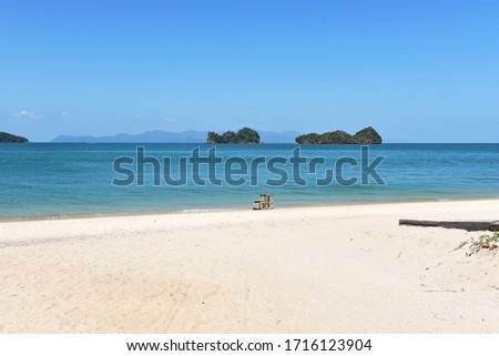 Tanjung Rhu beach, Langkawi Island Malaysia. Beautiful beach with clear water and blue sky background