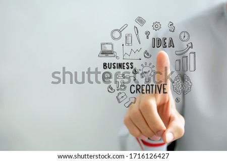 businessman with marker pointing something, Getting new idea. Innovative, inspiring and creative learning and teaching. Teacher, educator, trainer or student pointing up with finger.
