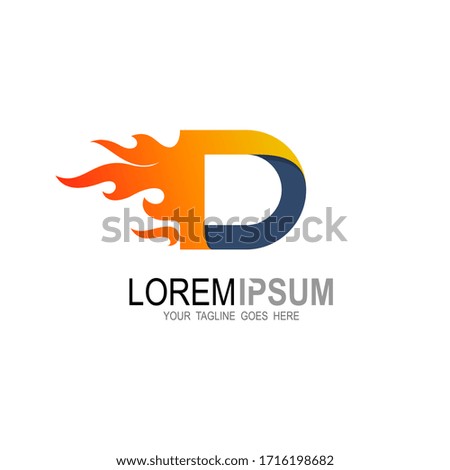 Fire logo with letter D initial logo template, fire, letter d, and danger icon