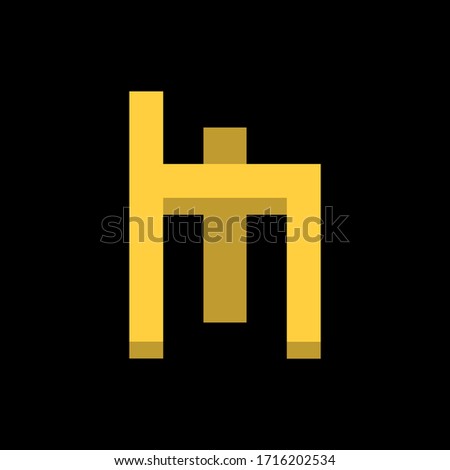 Modern 3D Letter HI Logo in gold color and black background