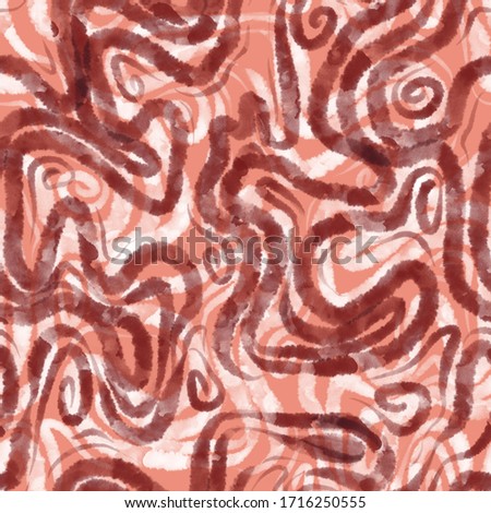 Abstract geometric background. Hand drawn wide curved lines with curls. Watercolor texture. Wriggled stripes.