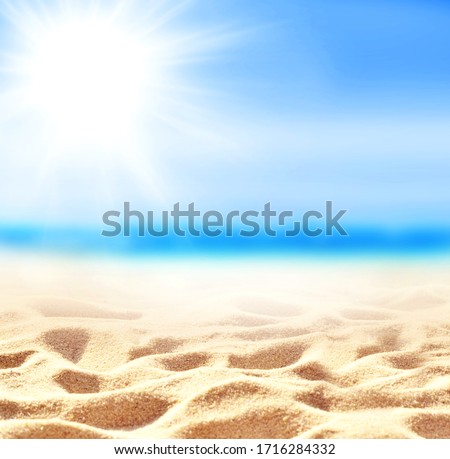Summer sand beach background. Sea and sky. Summer concept Royalty-Free Stock Photo #1716284332