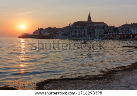 Old town Umag, Croatia, during a summer sunset