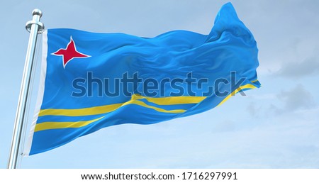 Aruba national Flag textile cloth fabric waving