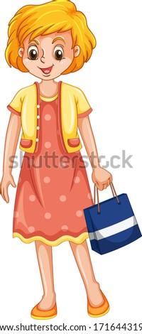 Woman with shopping bag illustration
