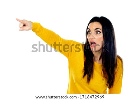 Attractive brunette woman isolated on a white background