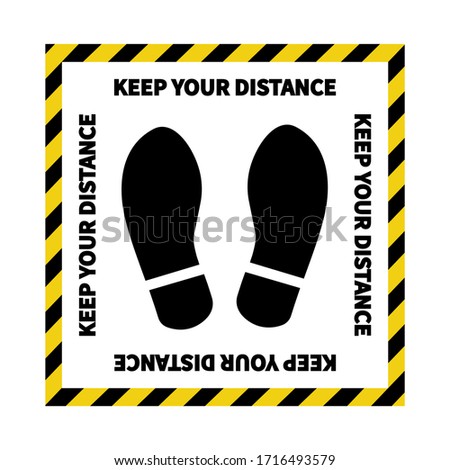 Social distancing. Footprint sign. Keep the 2 meter distance. Coronovirus epidemic protective. Vector illustration