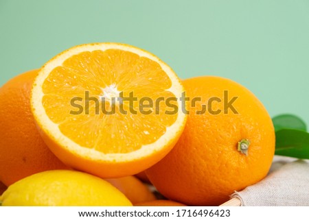 Oranges on white wooden table