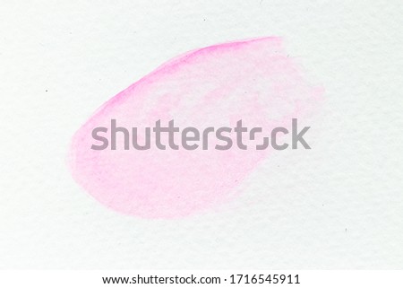 Pink color watercolor handdrawing as brush or banner on white paper background 