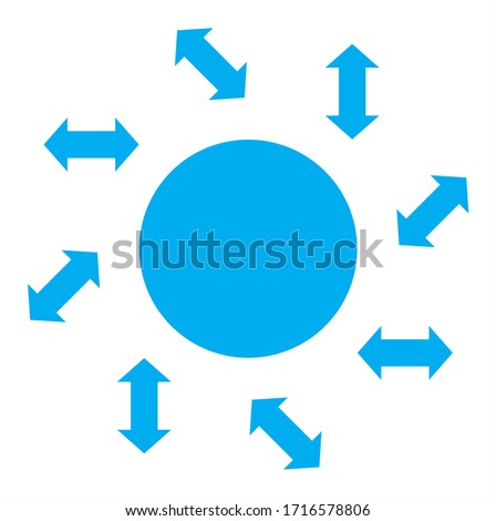 Blue circle with arrows. Vector illustration.