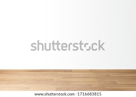 Simple background with empty thick wooden and blank white wall, concept Space for relaxing in house  Royalty-Free Stock Photo #1716683815