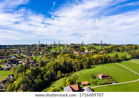 Aerial view, Wessobrunn Monastery, Pfaffenwinkel, Upper Bavaria, Bavaria, Germany