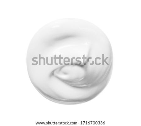 White cosmetic beauty creme swatch swirl isolated on white background. Skin care lotion, face mask blob. BB CC cream texture