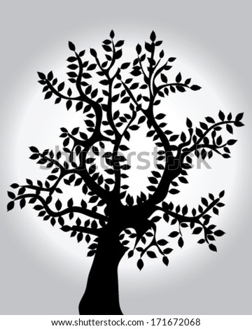 Black silhouette of tree, vector