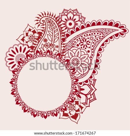 Henna paisley design with space for text