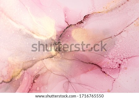 Abstract pink and gold fragment of colorful background, wallpaper. Mixing acrylic paints. Modern art. Marble texture. Alcohol ink colors translucent.Alcohol Abstract contemporary art fluid. Royalty-Free Stock Photo #1716765550