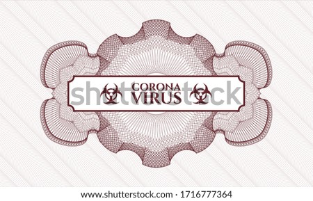Red linear rosette. Vector Illustration. Detailed with text Coronavirus inside
