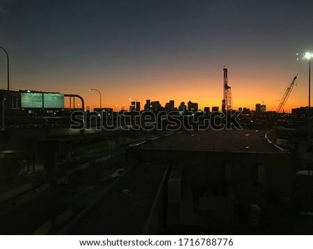 Boston sunset skyline 