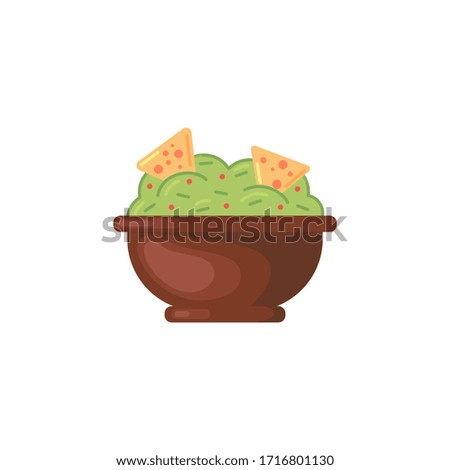 Bowl of guacamole vector isolated vector illustration. Mexican food. 